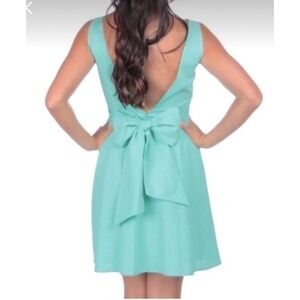 Lauren James Seersucker Dress‎ Sleeveless Bow Back Party Green S